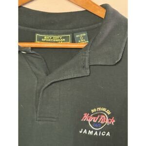 Bay City Hard Rock Cafe Jamaica Green Polo L 100% Cotton